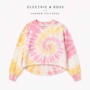 Electric & Rose Farrow Tie Dye Sweatshirt Pink Yellow Pima Cotton XS Pullover